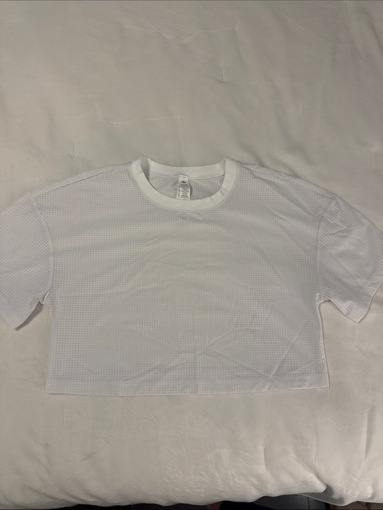 ALO Yoga Tops - ALO Yoga White Mesh Cropped Top